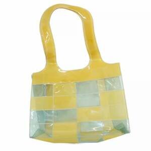 Chanel Chocolate Bar Vinyl Tote Bag, Beige, Blue, Women's